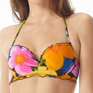 Sundazed Nixie Floral Print Ruffle-Edge Bikini Top